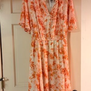 Torrid Orange and White Floral Midi Dress